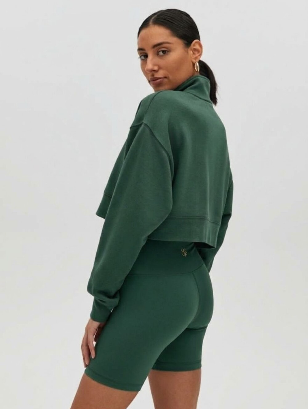 Aritzia TNA Airy Fleece Boyfriend 1/4 Zip Sweatshir t size L Green